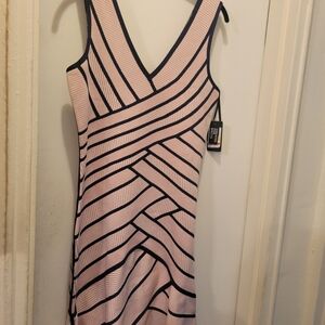 Elegant Pink and Black Striped Dress